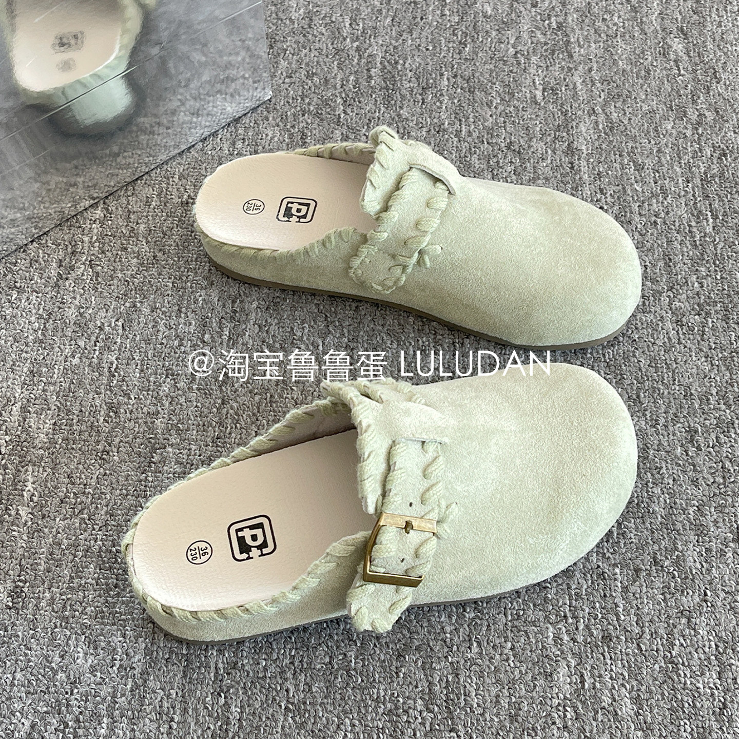 鲁鲁蛋 超火一脚蹬勃肯鞋半拖鞋2026新款懒人鞋子女鞋百搭包头拖,女鞋,勃肯鞋/软木鞋,淘宝优惠券,粉丝福利购,淘宝优惠卷