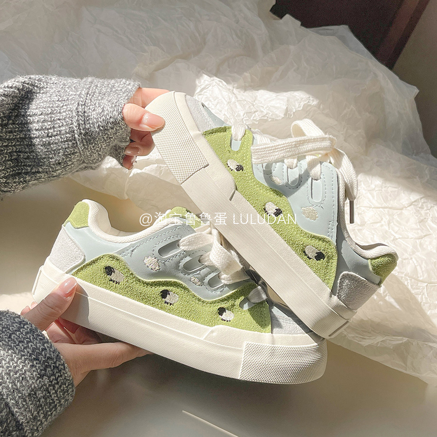 鲁鲁蛋韩系休闲板鞋女款2025年春季新款百搭chic鞋子厚底小白鞋潮