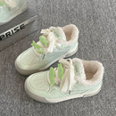 鲁鲁蛋 绿色加绒板鞋女款2025新款秋冬百搭鞋子厚底小白鞋二棉鞋