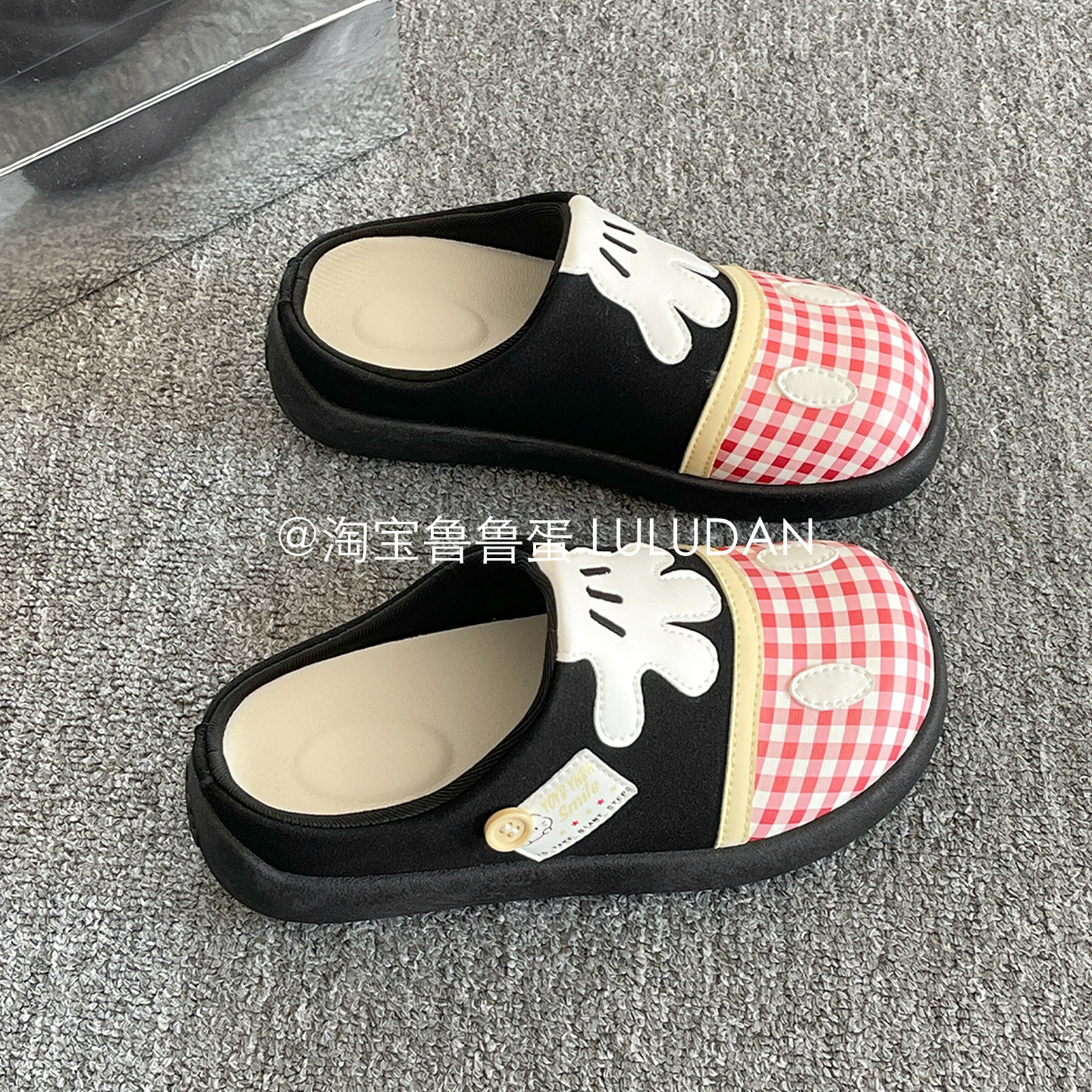 鲁鲁蛋 丑萌厚底勃肯鞋半拖女外穿2026春超火懒人一脚蹬包头拖鞋,女鞋,包头拖,淘宝优惠券,粉丝福利购,淘宝优惠卷
