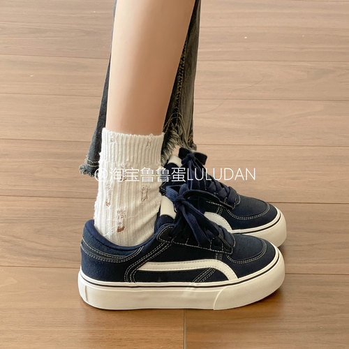 鲁鲁蛋 厚底小白鞋女款2025新款春秋小众不撞款板鞋休闲面包鞋子