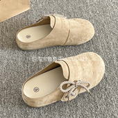 一脚蹬懒人鞋 鲁鲁蛋 女春2026新款 厚底勃肯鞋 配裙外穿包头半拖鞋