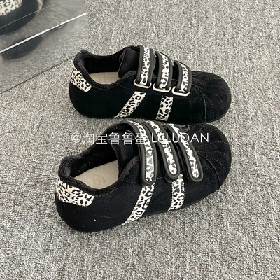 鲁鲁蛋魔术贴小白鞋子女2025新款爆款秋冬厚底女鞋保暖加绒德训鞋