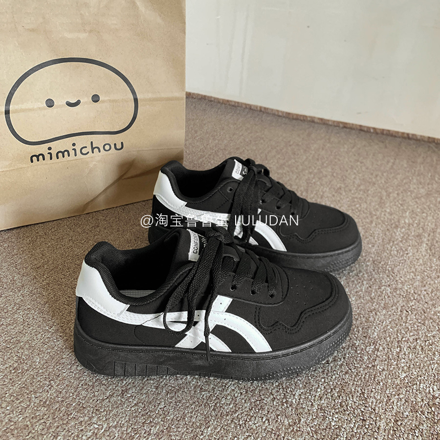 鲁鲁蛋 韩系厚底小白鞋女款2025新款爆款百搭chic休闲板鞋训练鞋