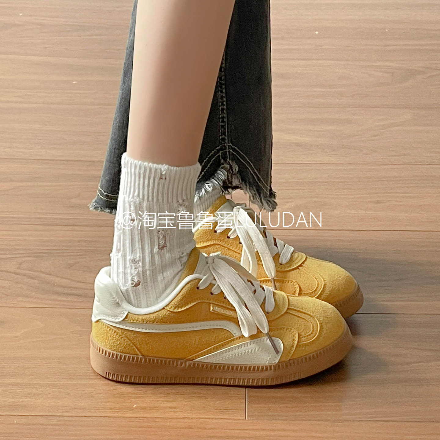 鲁鲁蛋 韩系休闲板鞋女款2025新款春秋厚底小白鞋小众复古德训鞋,女鞋,休闲板鞋,淘宝优惠券,粉丝福利购,淘宝优惠卷