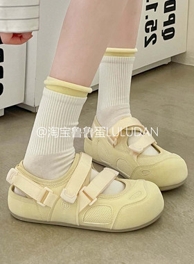 鲁鲁蛋厚底运动包头凉鞋女款2026新款夏季魔术贴单鞋休闲鞋配裙子