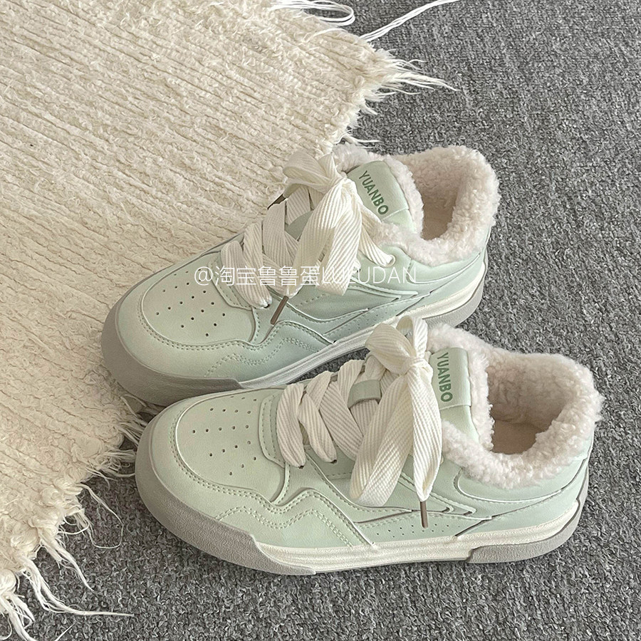 鲁鲁蛋 加绒板鞋女款2025新款秋冬小众不撞款百搭鞋子厚底小白鞋,女鞋,休闲板鞋,淘宝优惠券,粉丝福利购,淘宝优惠卷