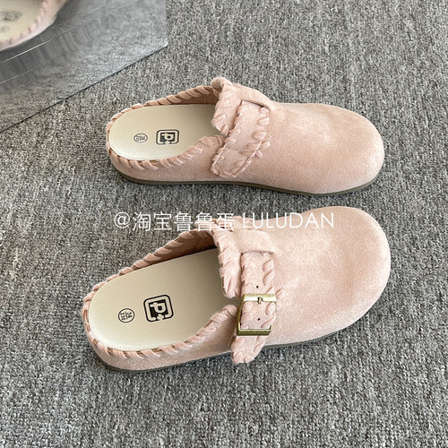 鲁鲁蛋懒人一脚蹬勃肯鞋女包头半拖鞋外穿春季2026新款百搭休闲鞋