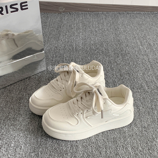 2025春季 新款 板鞋 鲁鲁蛋 子休闲面包鞋 女款 小众百搭鞋 厚底小白鞋