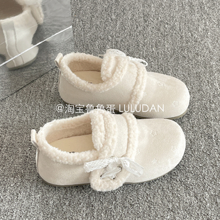 一脚蹬勃肯鞋 加绒二棉鞋 全包女2025新款 毛毛休闲鞋 子 冬季 鲁鲁蛋
