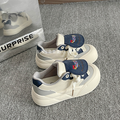 鲁鲁蛋百搭小众鞋子板鞋女款2025春季新款厚底小白鞋多巴胺面包鞋