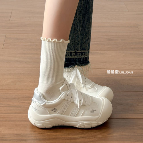 鲁鲁蛋夏季女厚底增高小白鞋