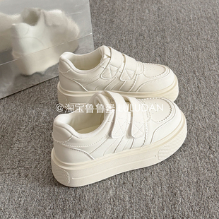 鲁鲁蛋 魔术贴增高小白鞋女款2026新款春季厚底板鞋ins小众面包鞋