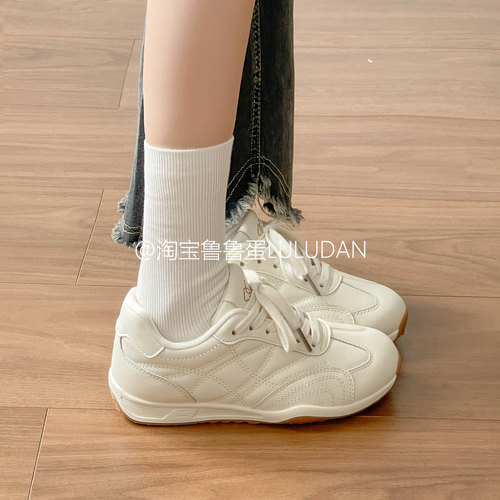 鲁鲁蛋 百搭小白鞋子女2025新款爆款秋季女鞋休闲板鞋复古德训鞋