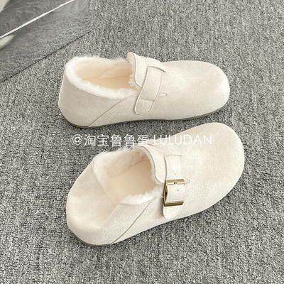 鲁鲁蛋 保暖加绒勃肯鞋女2025新款冬季外穿一脚蹬单鞋百搭二棉鞋