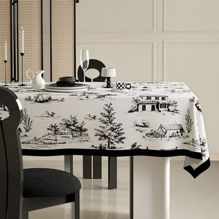 法式复古餐桌布免洗防水防油防烫桌垫2025新款轻奢氛围感茶几桌布