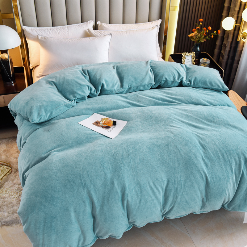 定做订制纯色素色牛奶绒被套