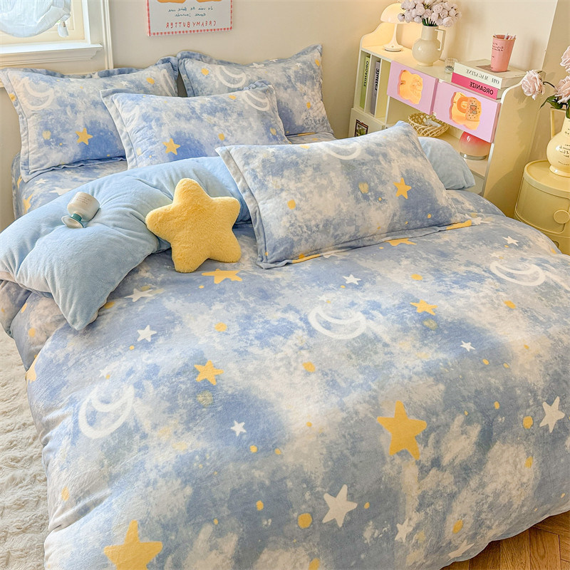 冬季双面牛奶绒四件套卡通法兰绒床单被套加厚珊瑚绒定做订制儿童