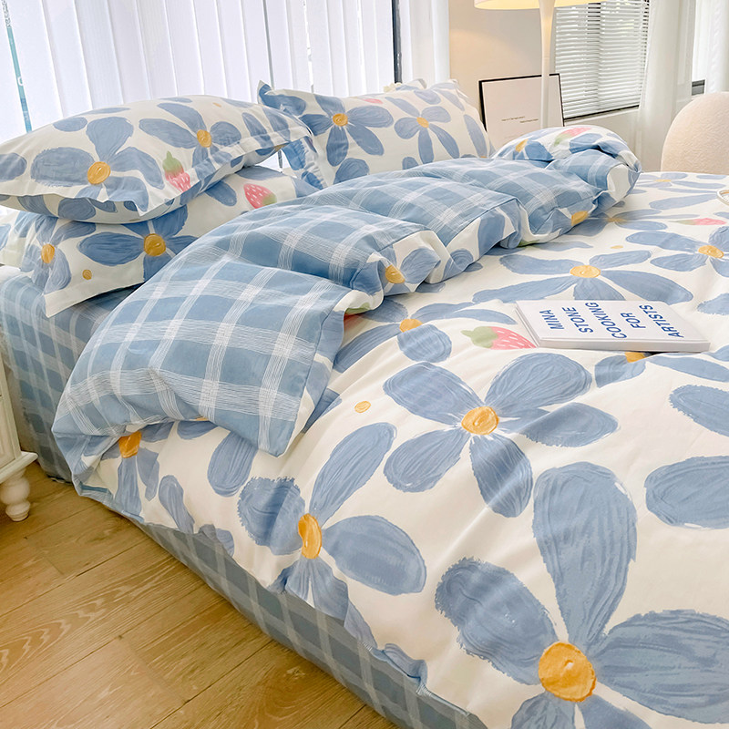 全棉小清新纯棉四件套床笠款床包组定做订制榻榻米229*230×250cm