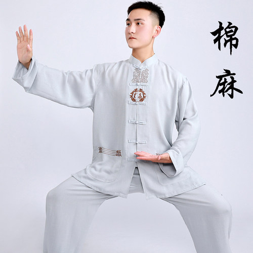 小和山男新款棉麻太极服