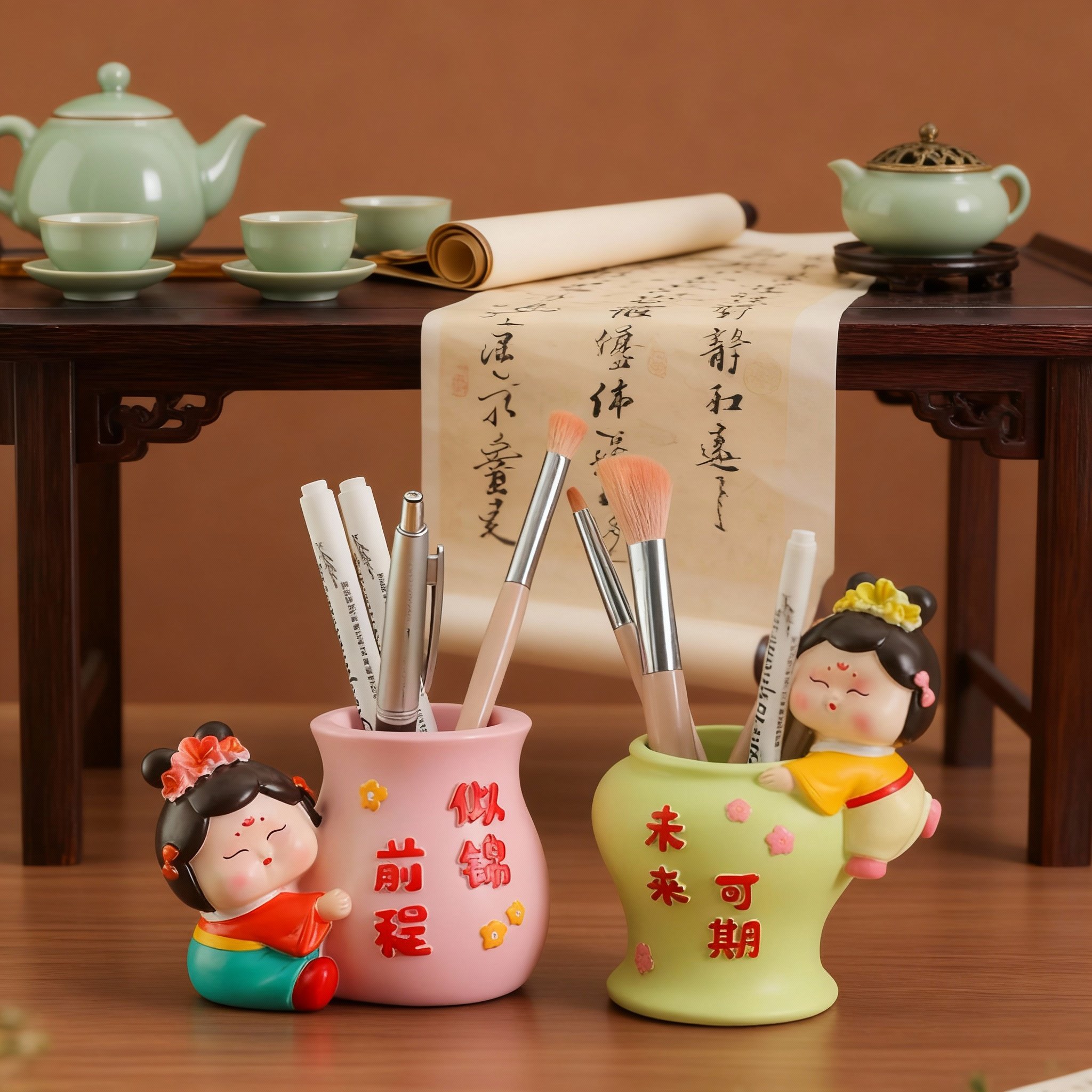 卡通人物桌面摆件可爱文具收纳罐装饰品创意办公桌摆件,家居饰品,桌面摆件,淘宝优惠券,粉丝福利购,淘宝优惠卷