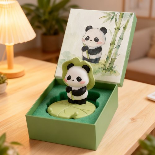 可爱熊猫桌面摆件手办礼盒装