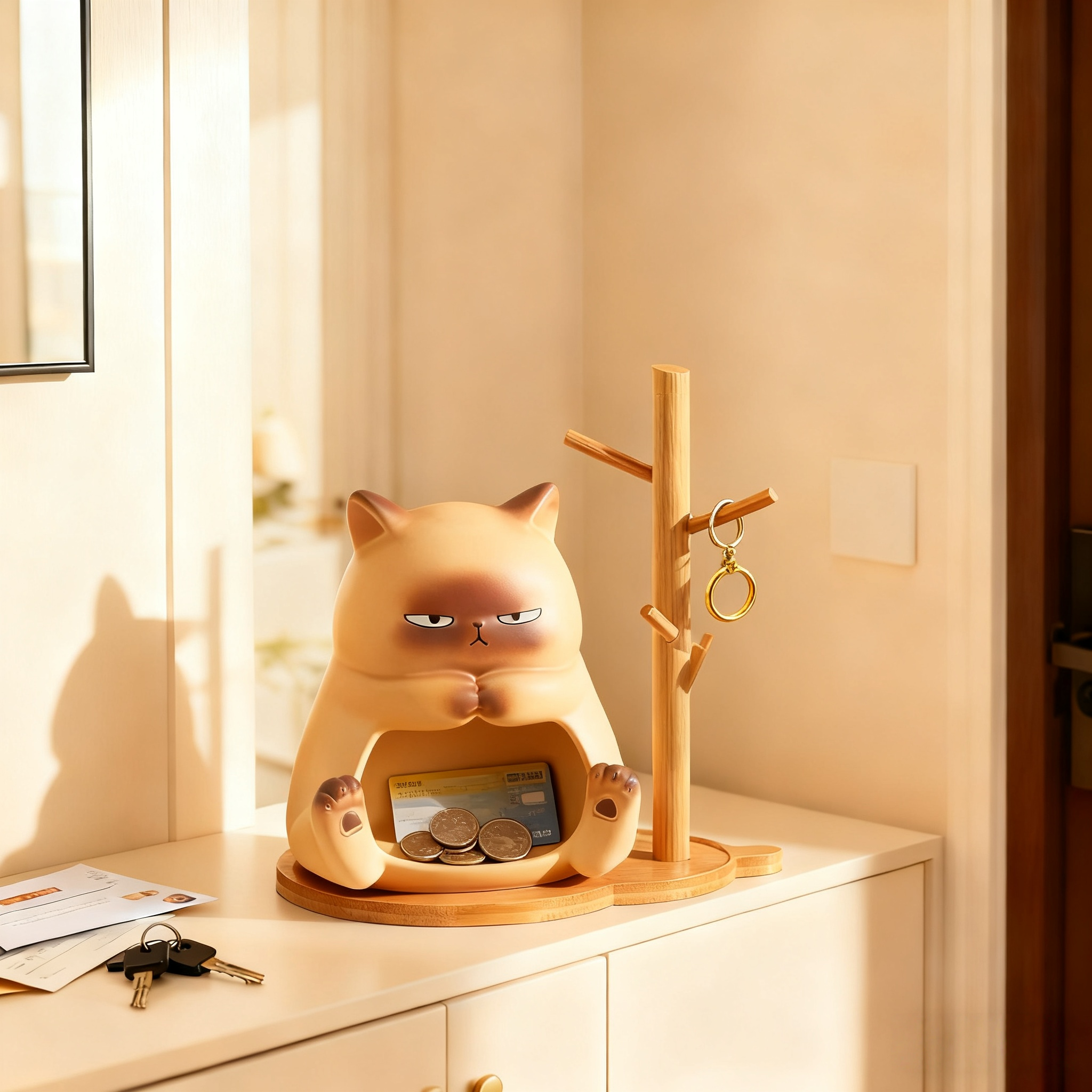 猫咪钥匙收纳摆件家居客厅装饰品