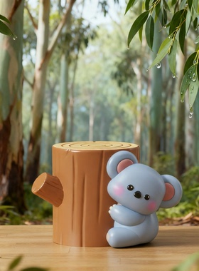 可爱考拉树桩萌系家居桌面摆件