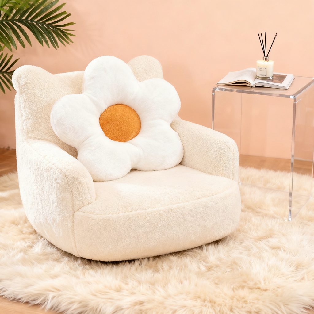 毛绒花朵单人沙发椅装饰椅