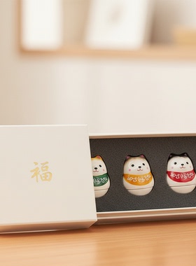 可爱猫咪福字摆件3件套