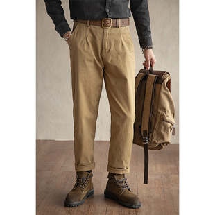 唔刃工装Chinos奇诺裤卡其裤美式复古微锥形休闲裤九分长裤男秋冬