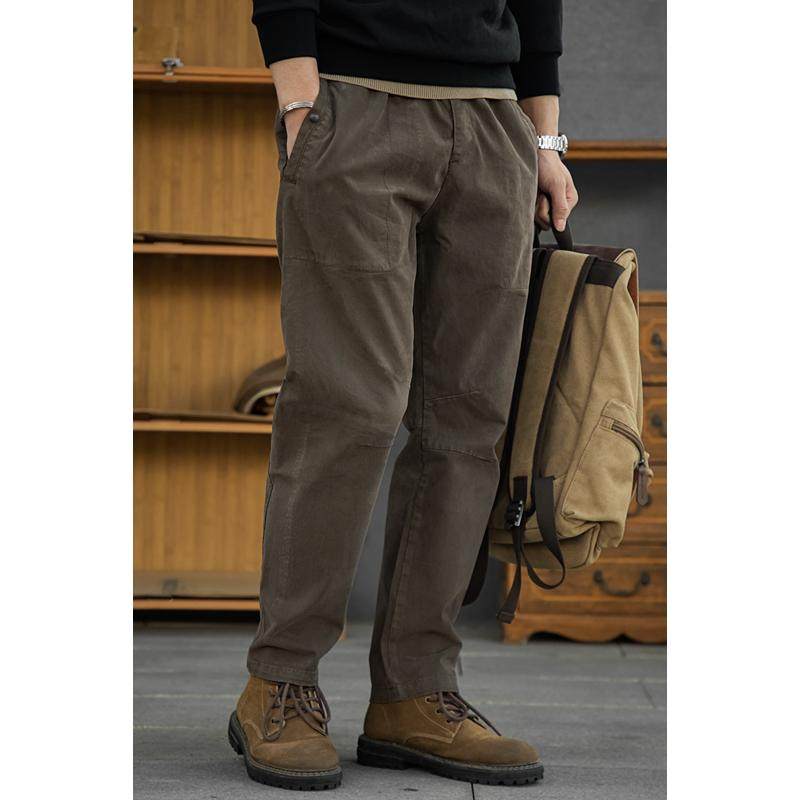 唔刃美式复古酵洗炭素磨毛解构工装裤户外机能休闲裤宽松男士春秋