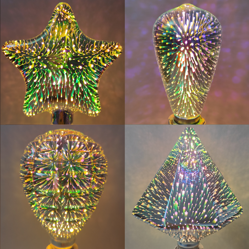 七彩烟花爱迪生灯泡室内3D氛围
