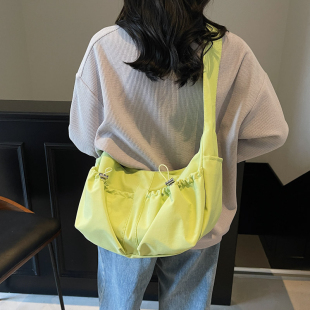 帆布包女大容量2026新款夏天百搭韩系慵懒风单肩斜挎包通勤托特包