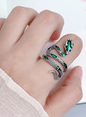 s925纯银蛇盘绕戒指女ins冷淡风