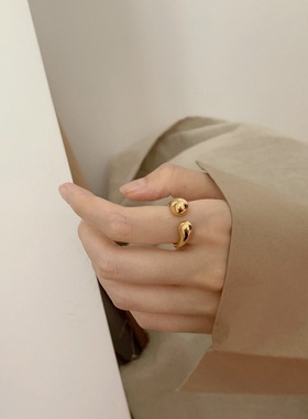 复古高级感银戒指女小众设计INS