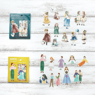 日本mindwave复古女孩系列手帐贴纸包AMIE闺蜜日记相册素材可爱