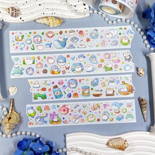 [现货]圈次方文创与慢墩墩可爱贴纸卷海洋奇遇记原创手帐贴纸卷