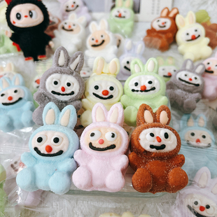 网红创意拉布布Labubu卡通造型棉花糖网红高颜值零食糖果散装 软糖