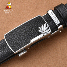 稻草人女皮带女士真皮头层牛皮自动扣休闲百搭牛皮棕色裤腰带送人