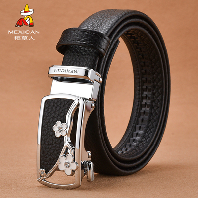 稻草人女士皮带真皮自动扣细腰带职业休闲韩版带头细皮带女式裤带