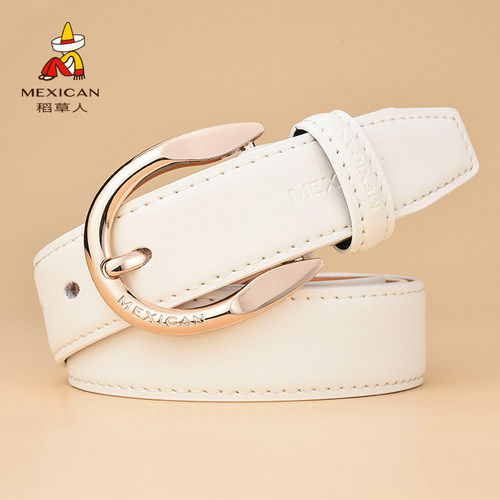 百搭风女款加宽真皮皮带