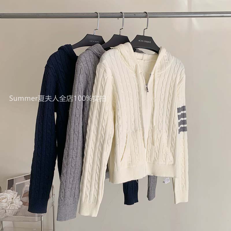 连帽麻花学院感毛衣内搭针织衫