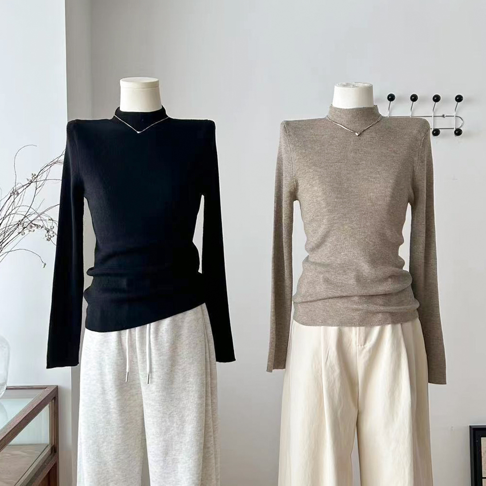 秋冬百搭半高领内搭针织毛衣女