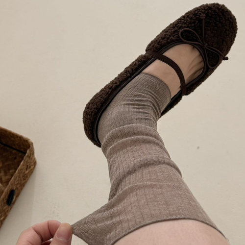 夏季薄款咖色踩脚袜套女堆堆腿套