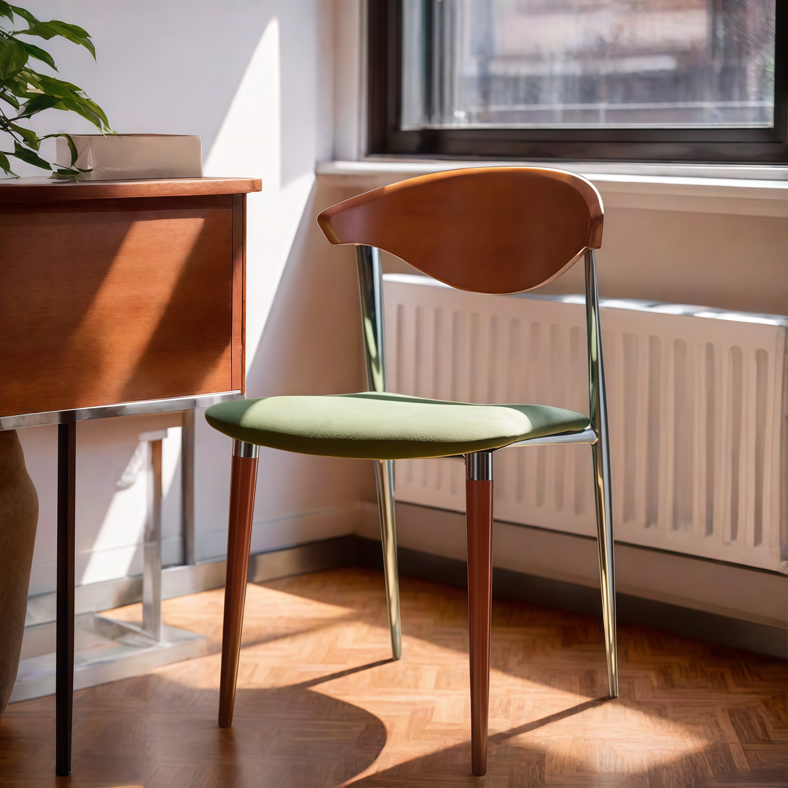 设计师中古餐椅实木靠背北欧创意高级复古侘寂风网红大C餐桌椅子