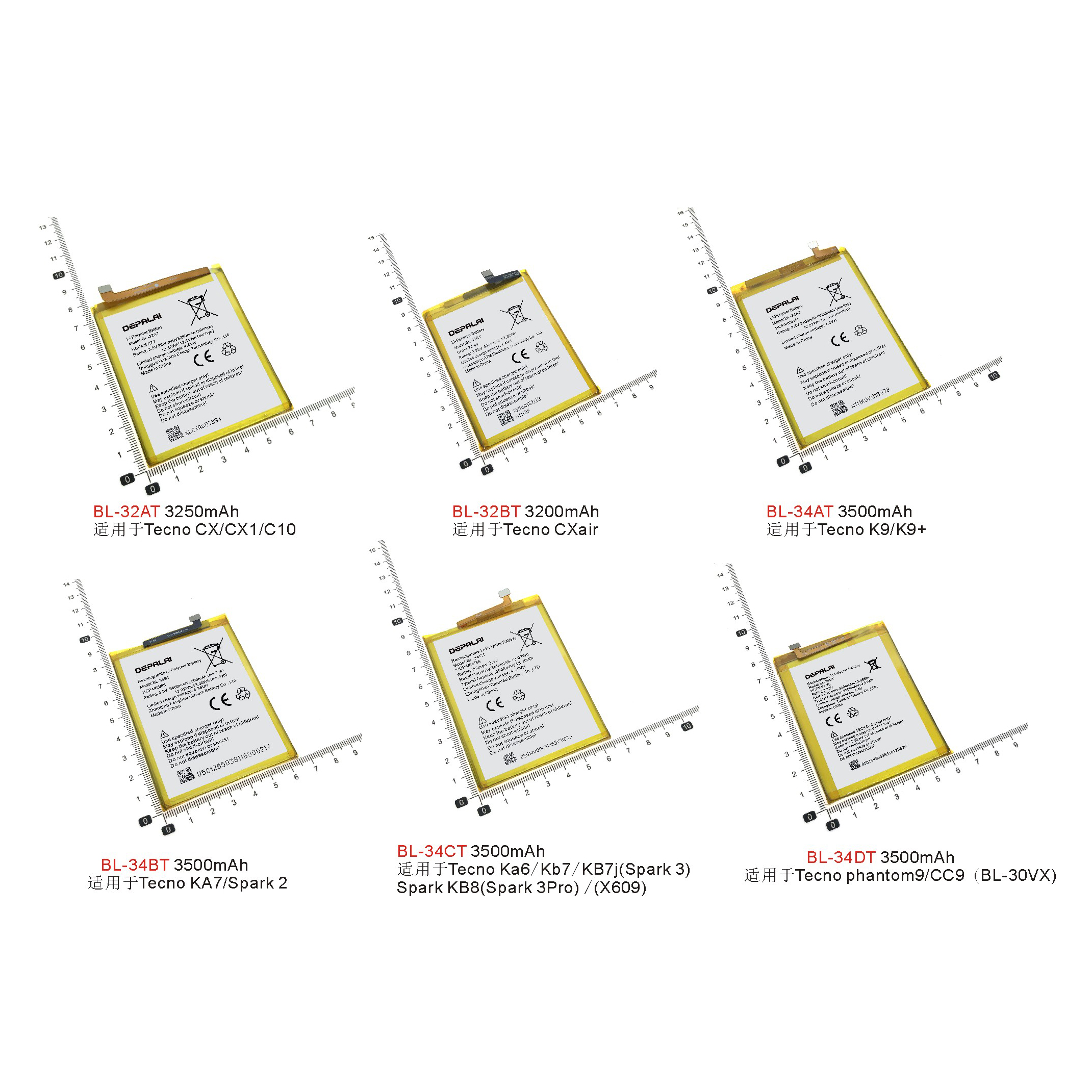 BL-34DT 32AT BT AT CT适用Tecno电池CX CC9 K9 KA7 KA6 KB7 KB8