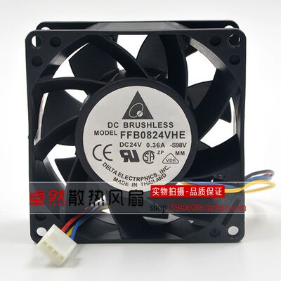台达 FFB0824VHE 8038 24V 0.36A 变频器散热风扇 滚珠4线PWM温控