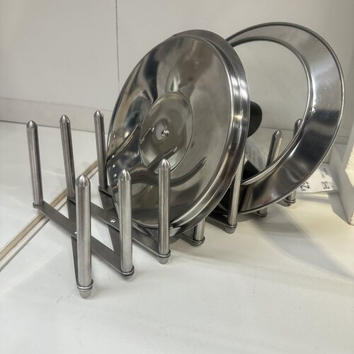 宜家收纳架瓦瑞拉锅盖收纳件不锈钢锅盖架子可折叠伸缩形盘子架