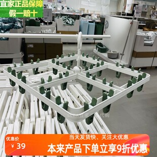 IKEA宜家正品斯利波带24个晒衣夹的晾衣架绿色塑料衣架袜子晾晒架